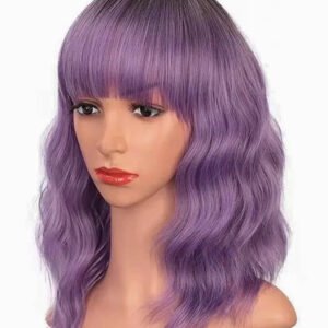 Perruque violette ondulée