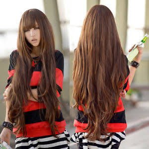 Perruque longue brune