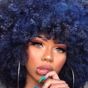 Perruque Afro Bleu Nuit